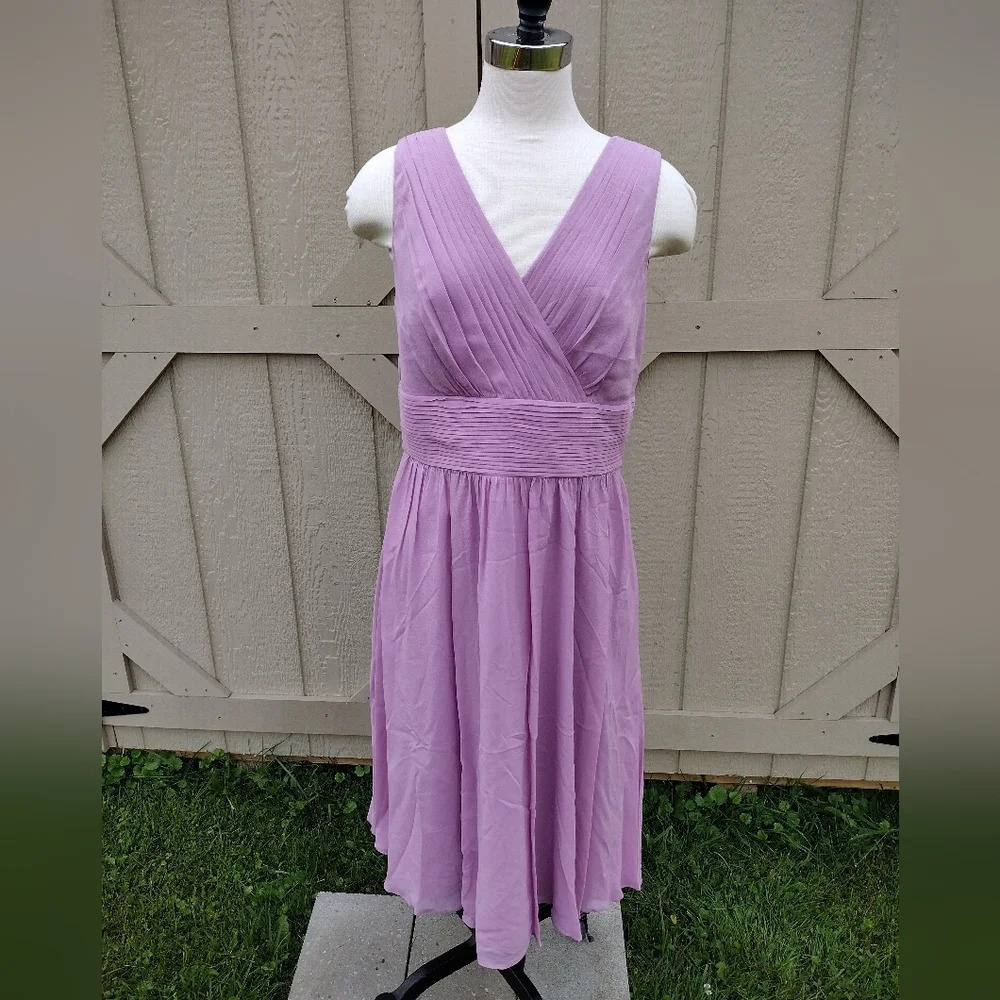 NWT LK Bennett Lori Silk Purple Dress Sz 14 US 10 Summer Knee Length Sleeveless
